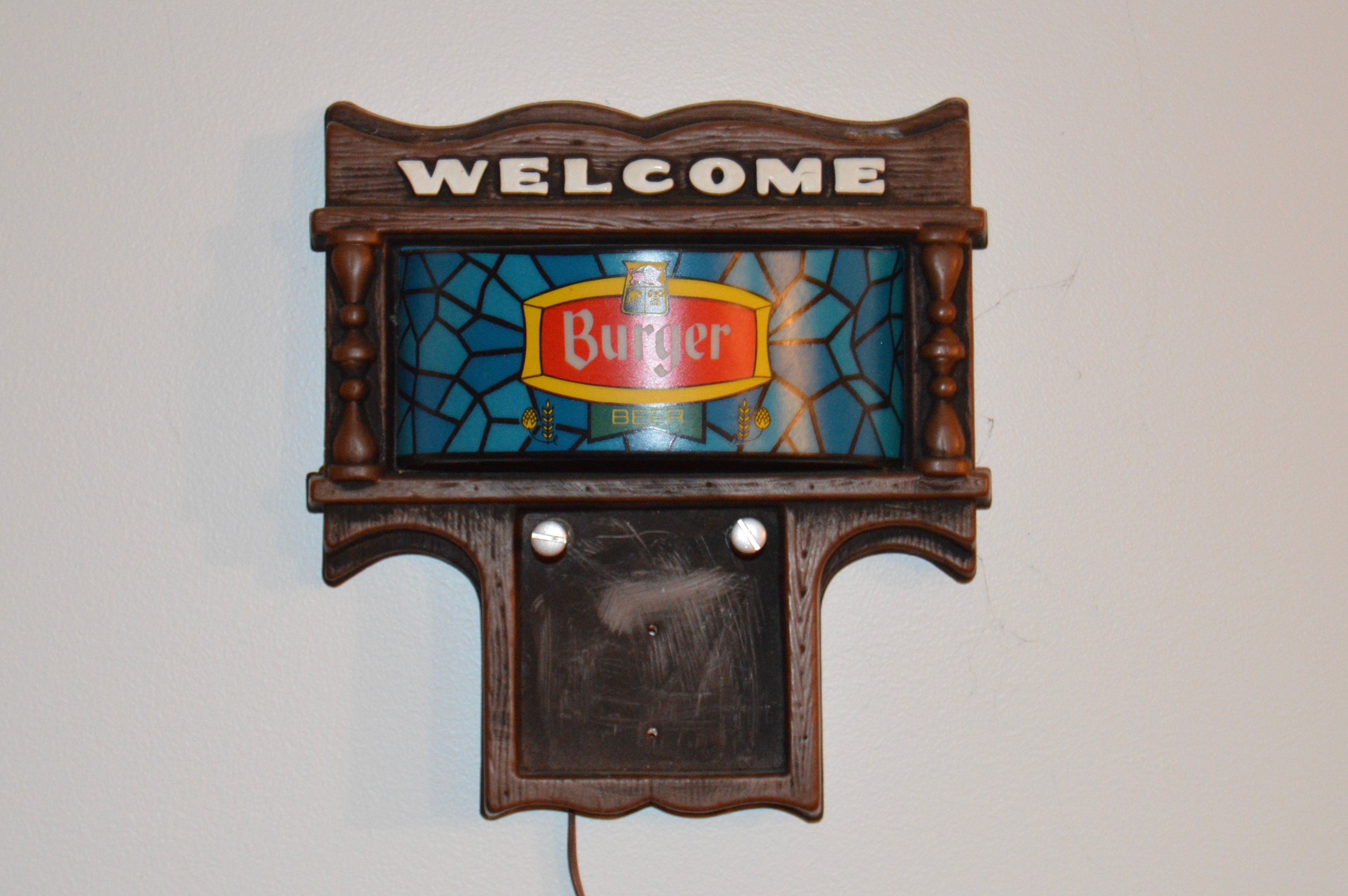 Vintage Burger Beer Backlit Sign