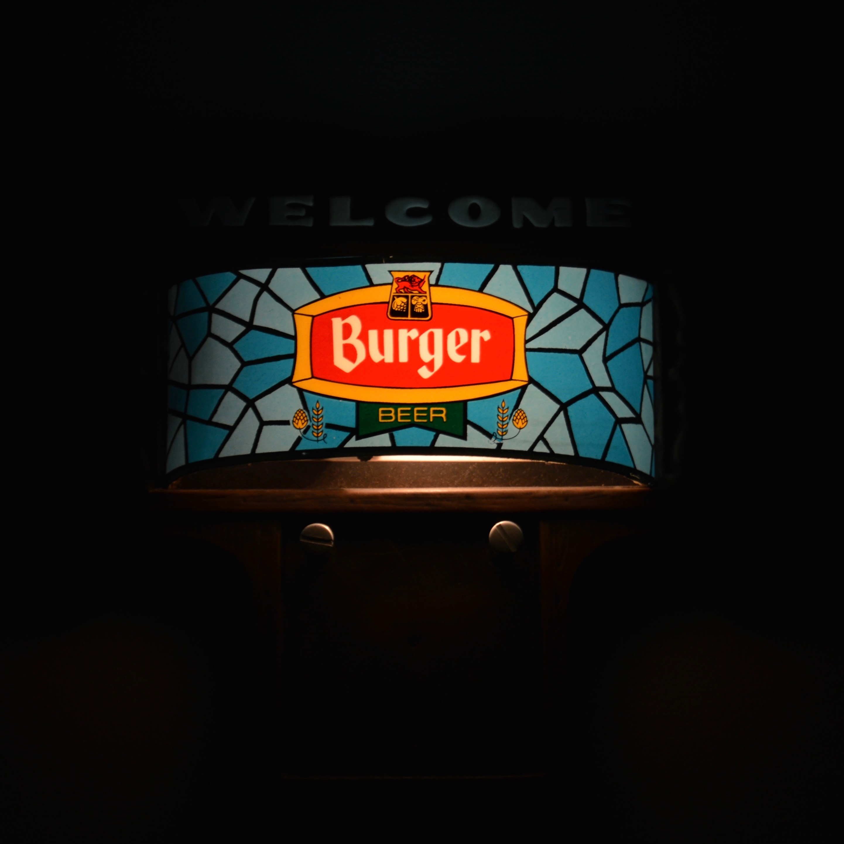 Vintage Burger Beer Backlit Sign