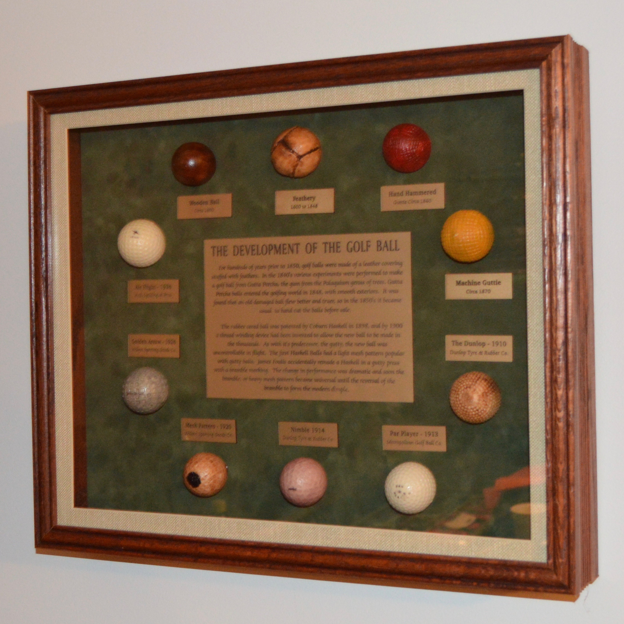 "The Development of the Golf Ball" Shadow Box Frame