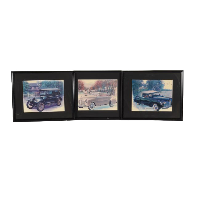 Three Offset Lithographs of Classic Cars After Paul Melia
