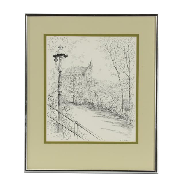 Caroline Williams Original Ink Drawing of the Immaculata Church