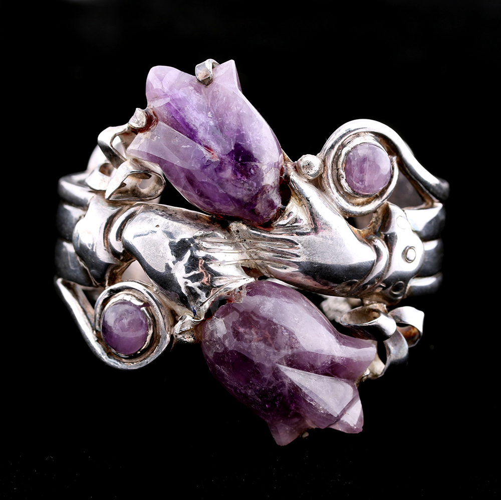 1940s Spratling  Sterling and Amethyst Cuff Bracelet