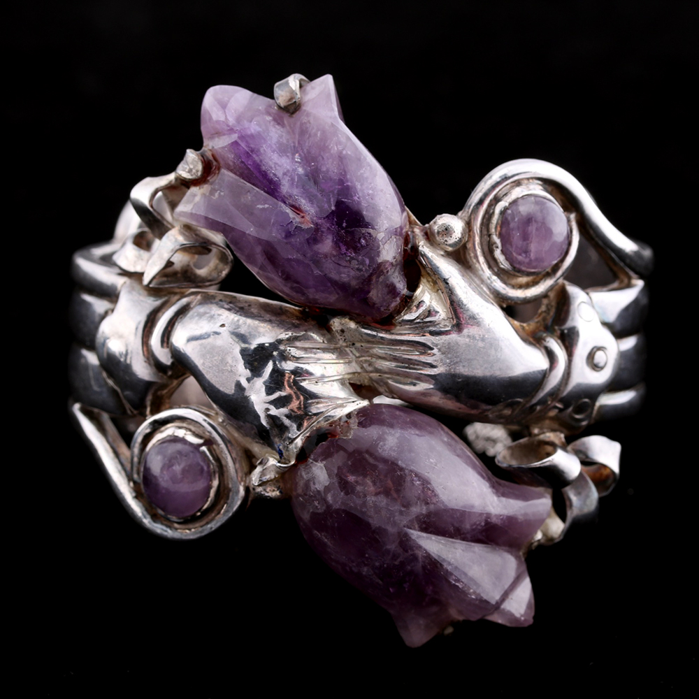 1940s Spratling  Sterling and Amethyst Cuff Bracelet