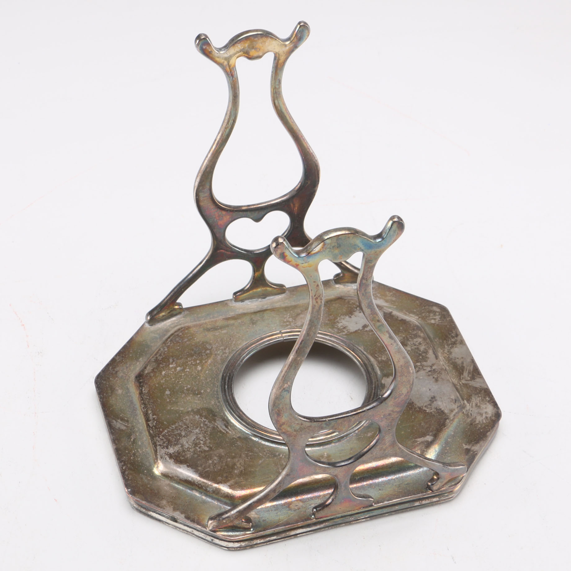 Silver Plate Art Deco Tea Kettle on Stand