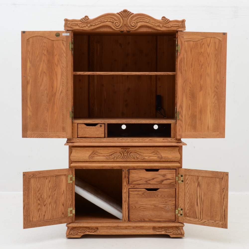 Oakwood Interiors Solid Oak Chest-on-Chest Armoire