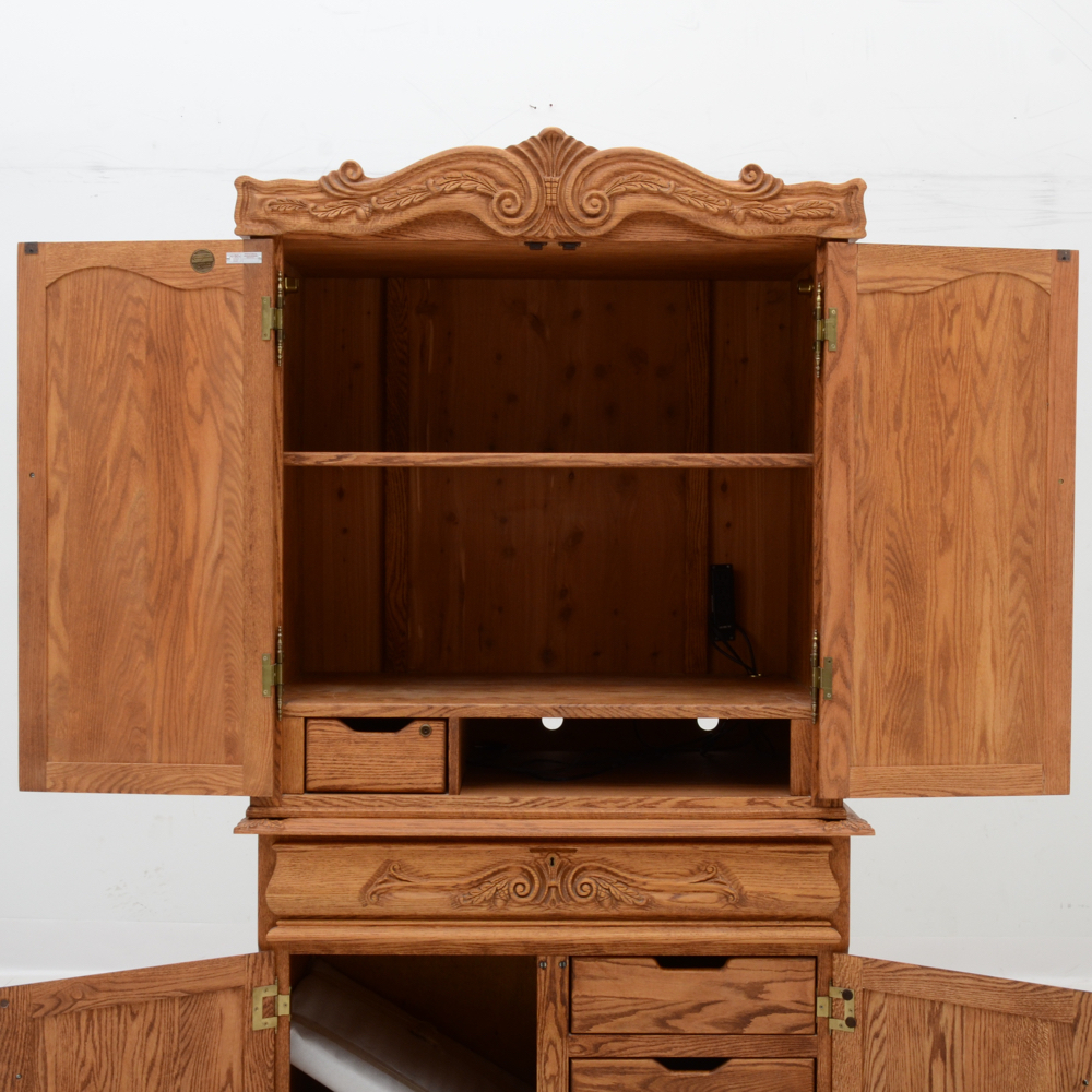 Oakwood Interiors Solid Oak Chest-on-Chest Armoire