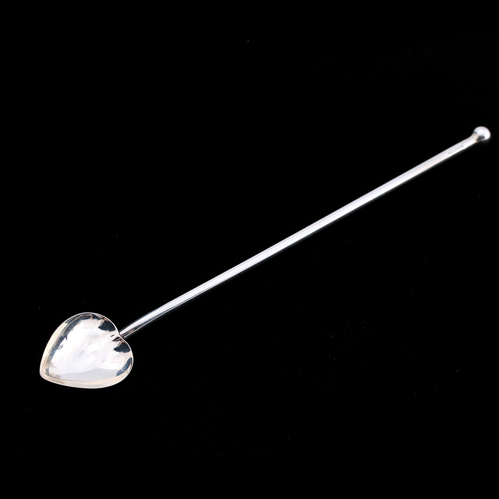 Sterling Silver Straw Spoon with Heart Shaped Bowl
