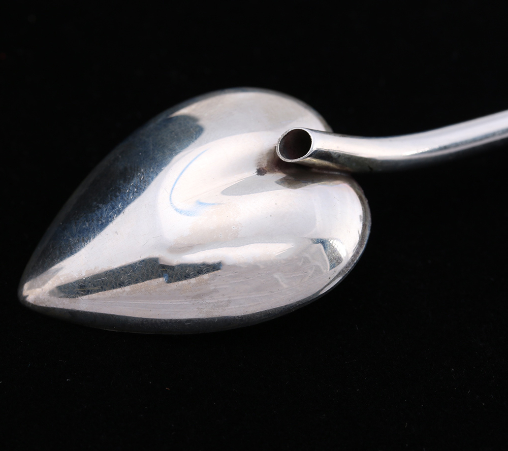 Sterling Silver Straw Spoon with Heart Shaped Bowl