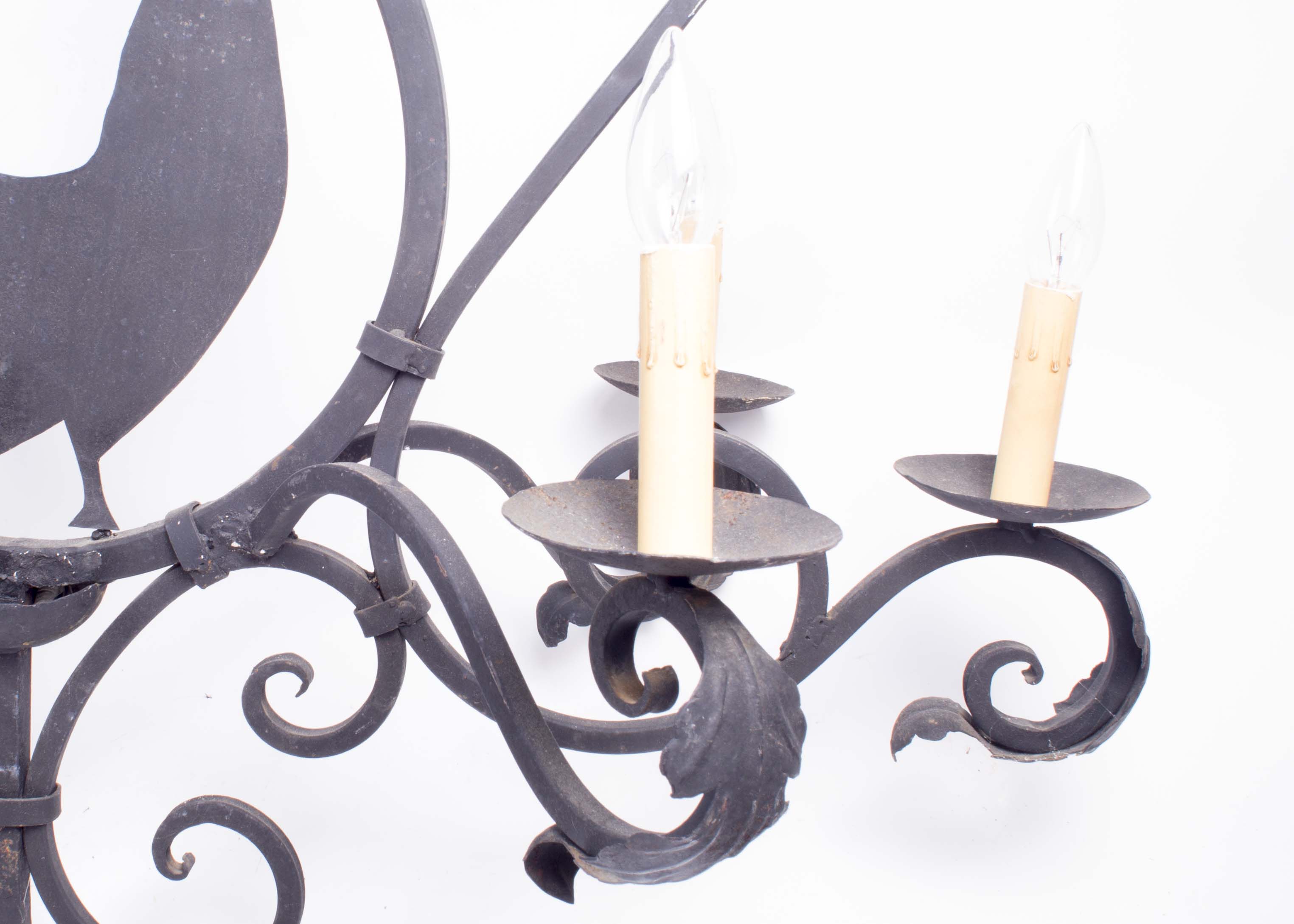 Vintage Metal Rooster Chandelier