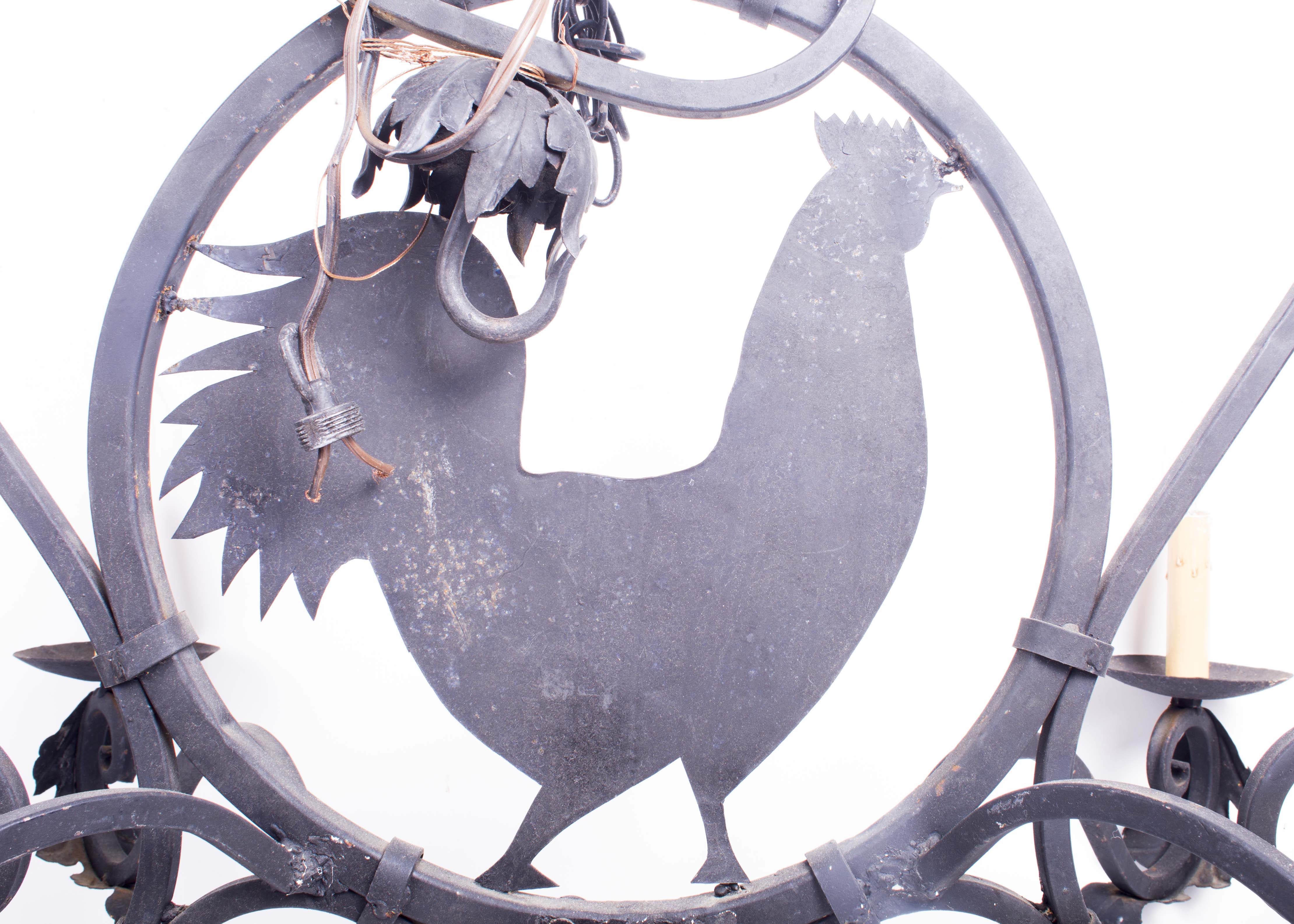 Vintage Metal Rooster Chandelier
