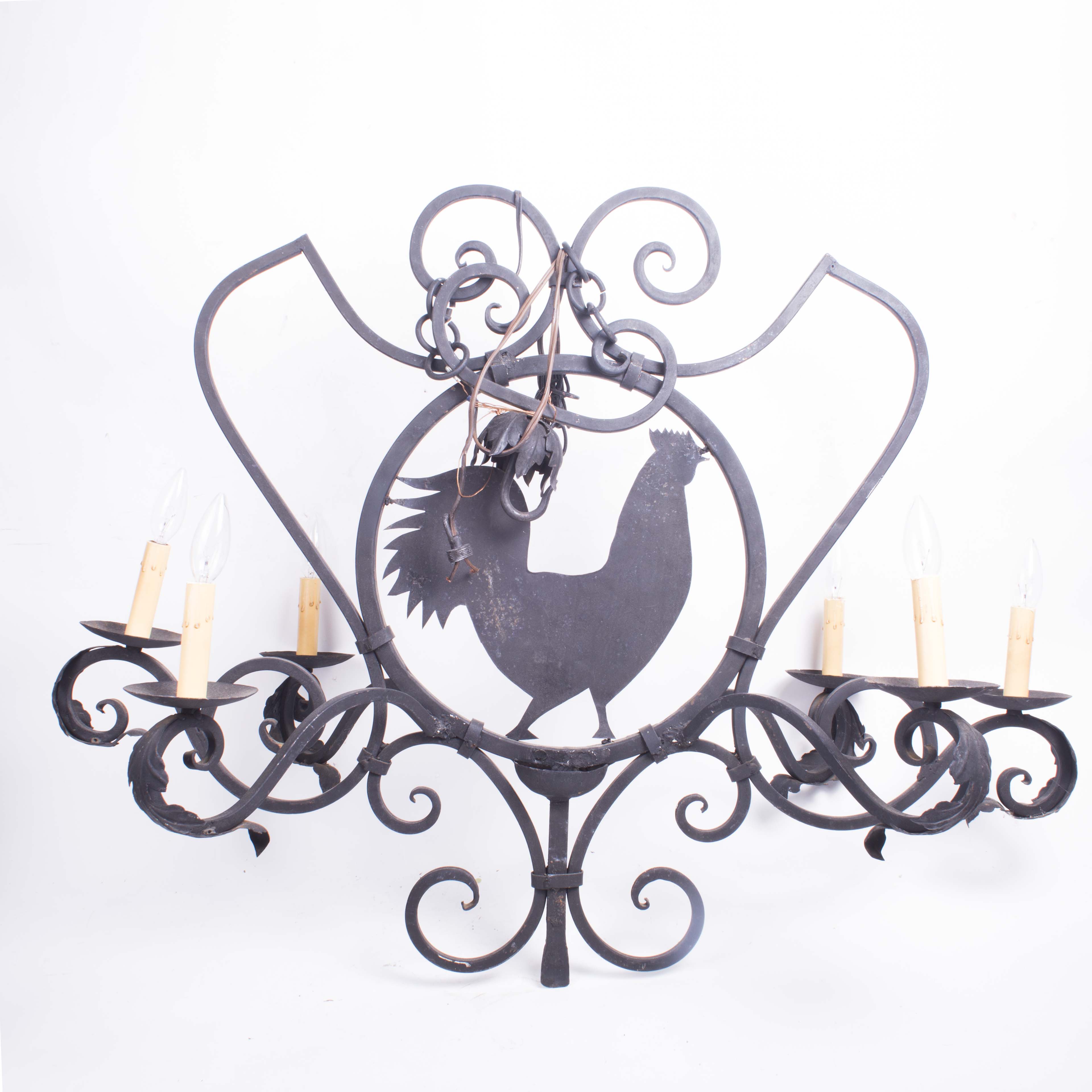 Vintage Metal Rooster Chandelier