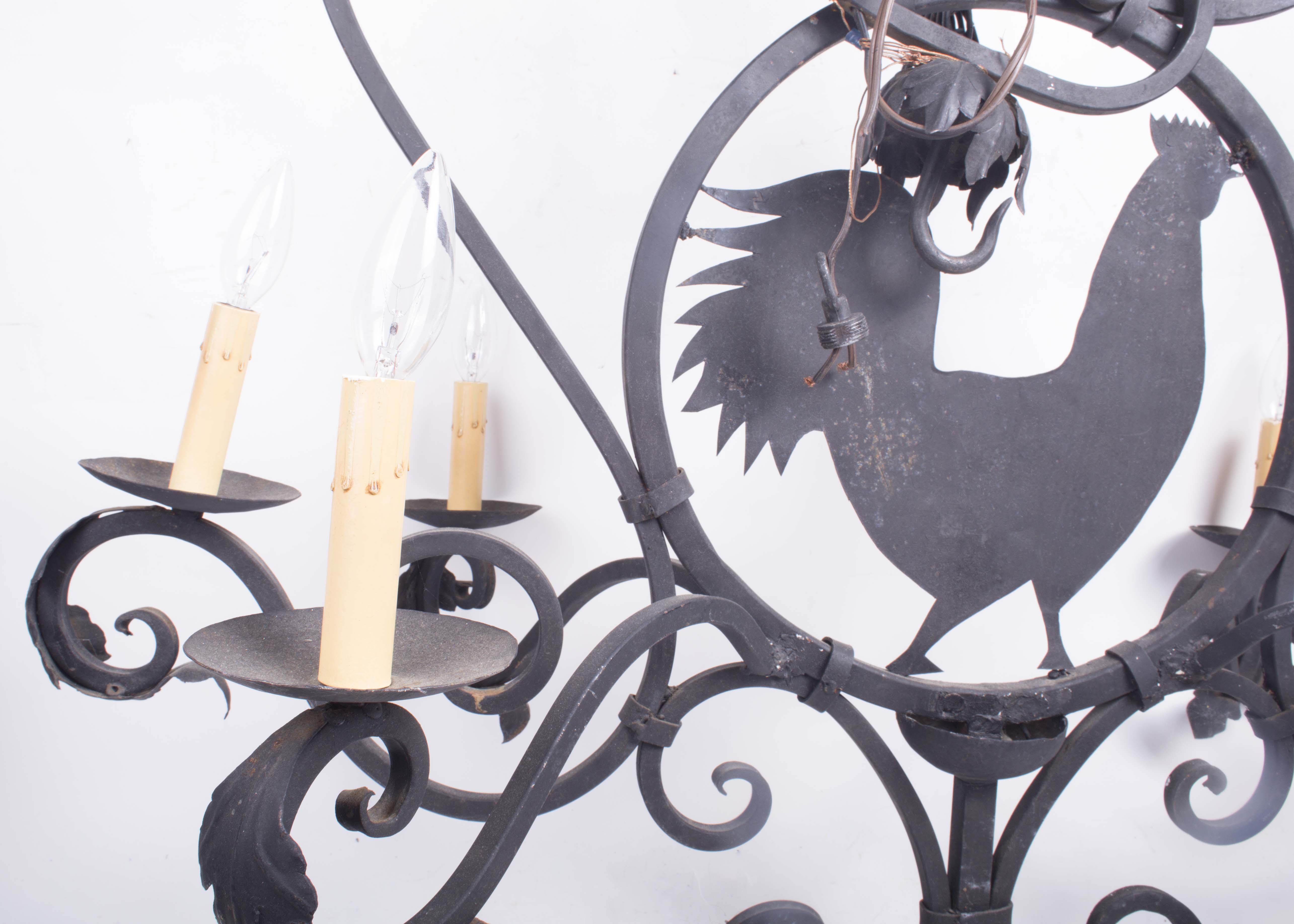 Vintage Metal Rooster Chandelier