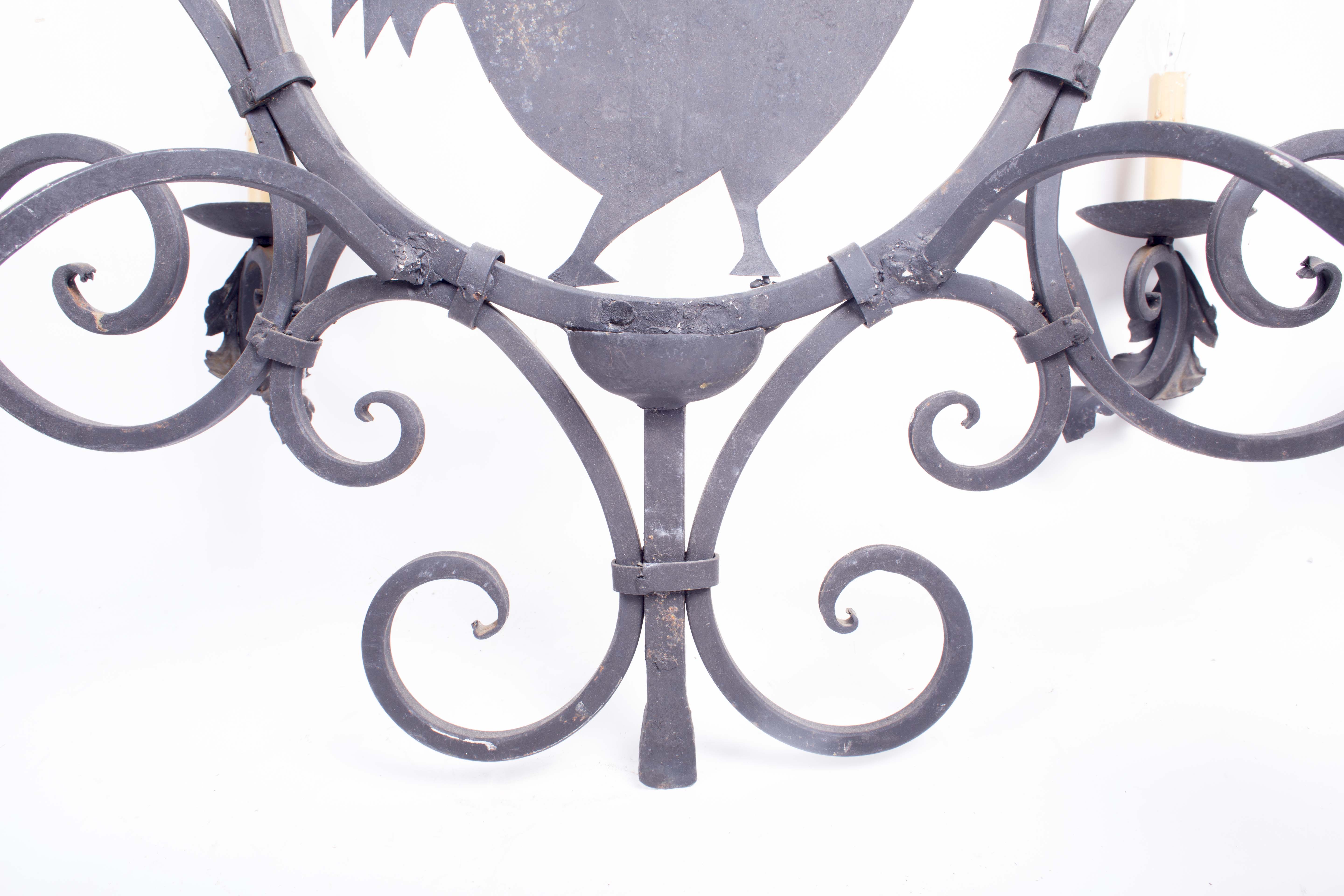 Vintage Metal Rooster Chandelier