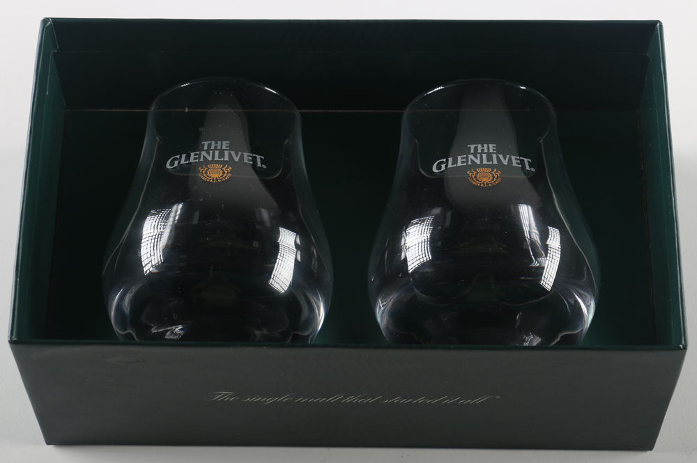 Glenlivet Presentation Box with a Pair of Whiskey Glasses
