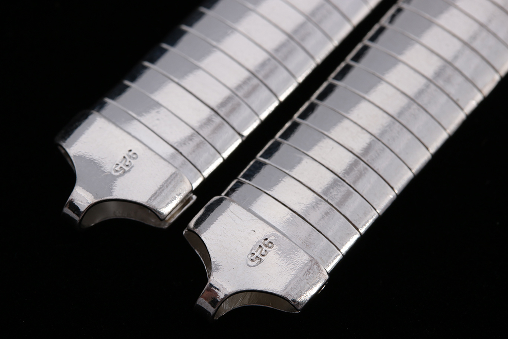 Two Sterling Silver Omega Link Bracelets