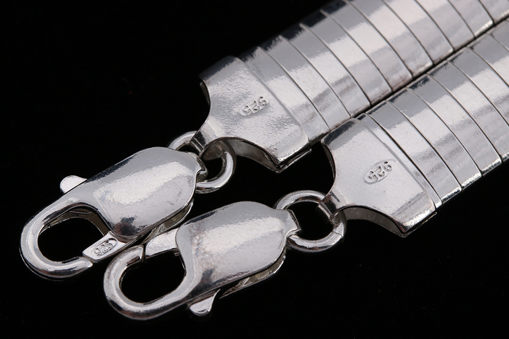 Two Sterling Silver Omega Link Bracelets