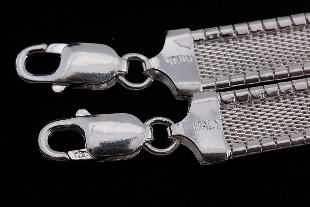 Two Sterling Silver Omega Link Bracelets