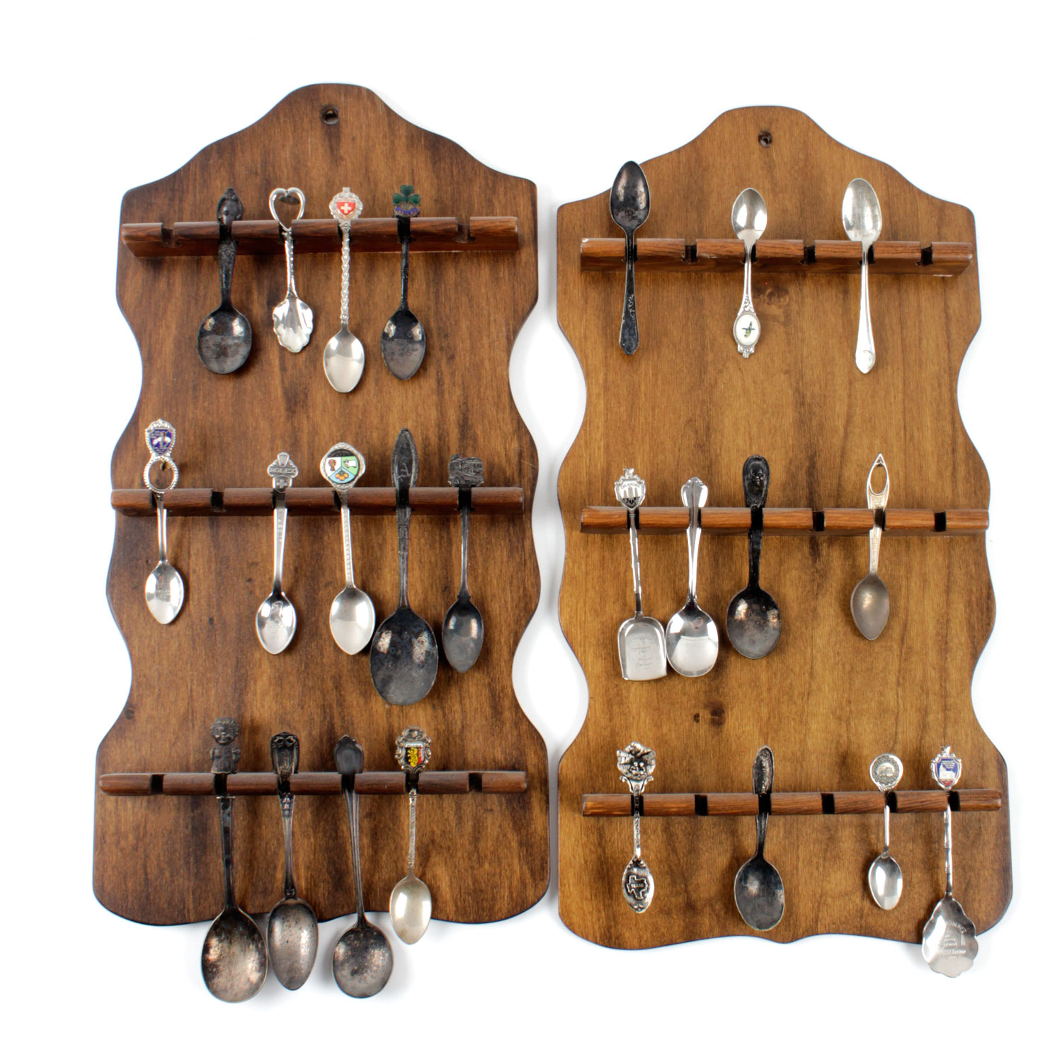 Two Vintage Wooden Spoon Racks