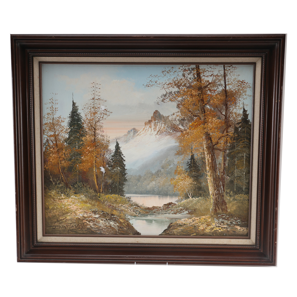 Framed G. Whitman Oil Landscape Painting