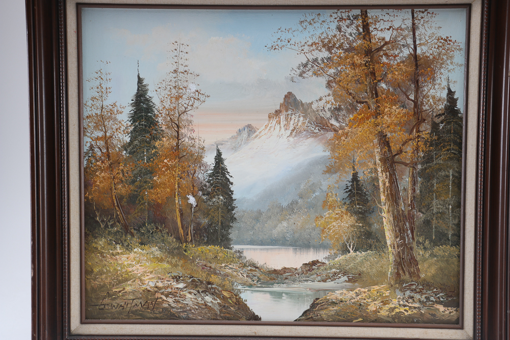 Framed G. Whitman Oil Landscape Painting