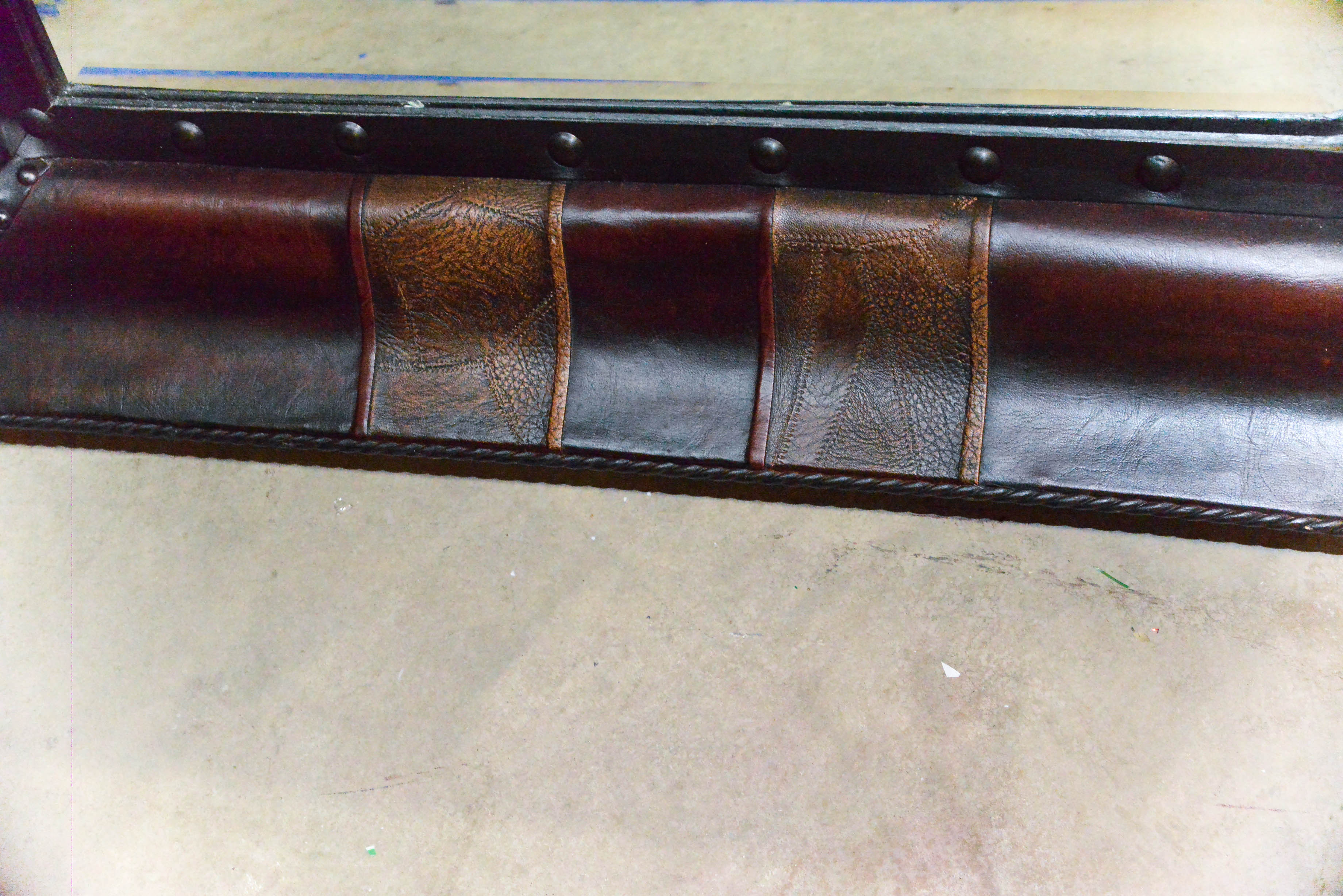 Leather Wrapped Beveled Mirror