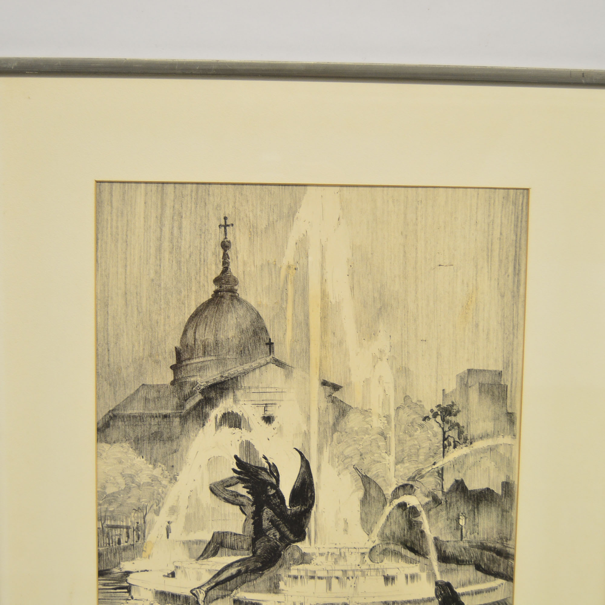 Framed Susan Gertrude Schell Titled "Logan Square Philadelphia" Engraving