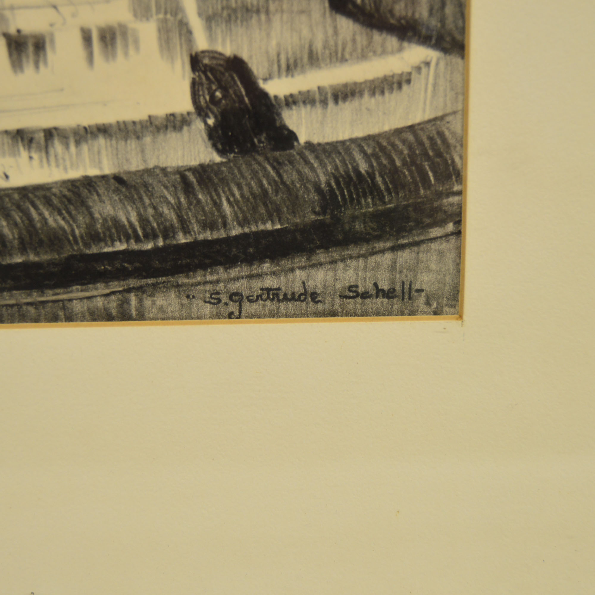 Framed Susan Gertrude Schell Titled "Logan Square Philadelphia" Engraving