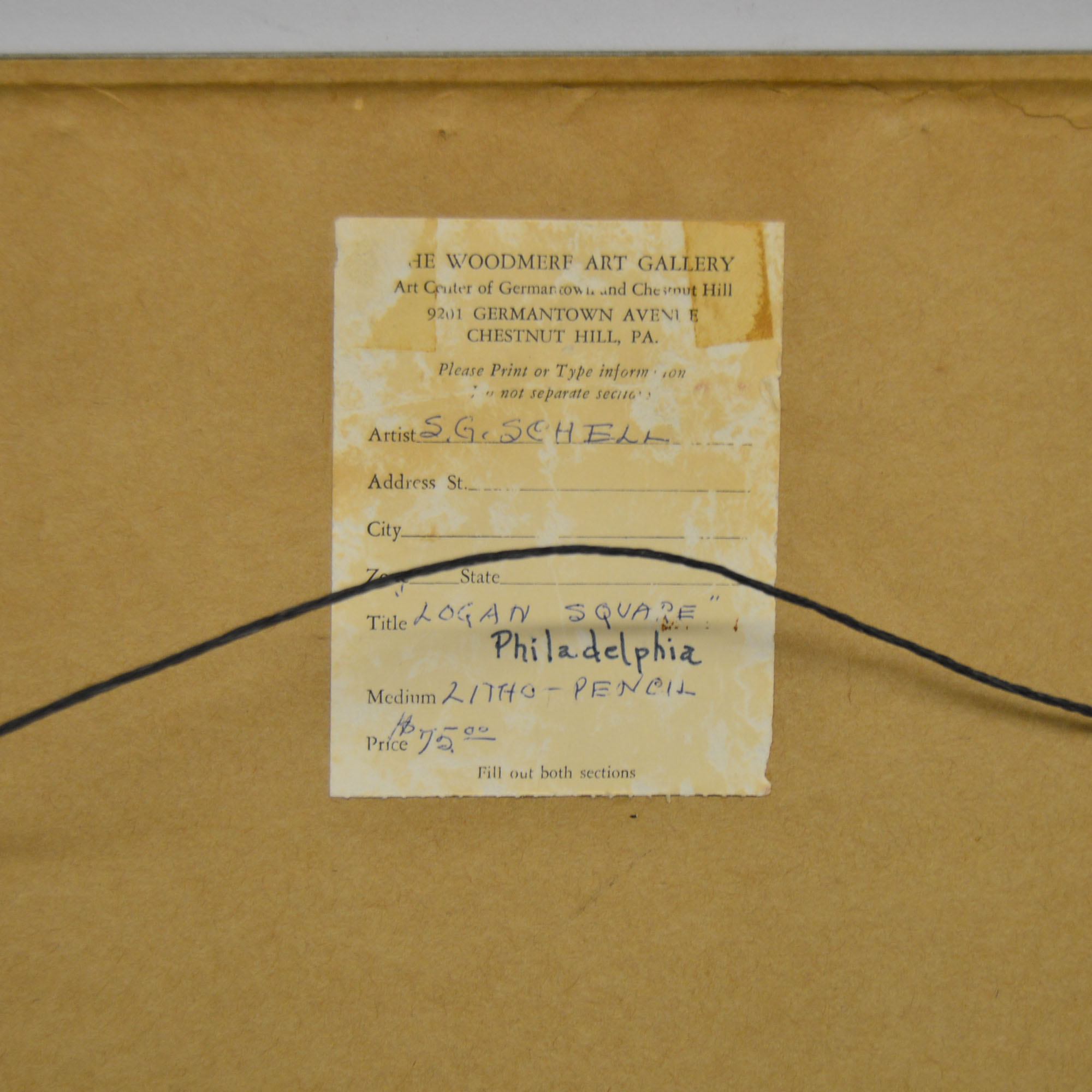 Framed Susan Gertrude Schell Titled "Logan Square Philadelphia" Engraving