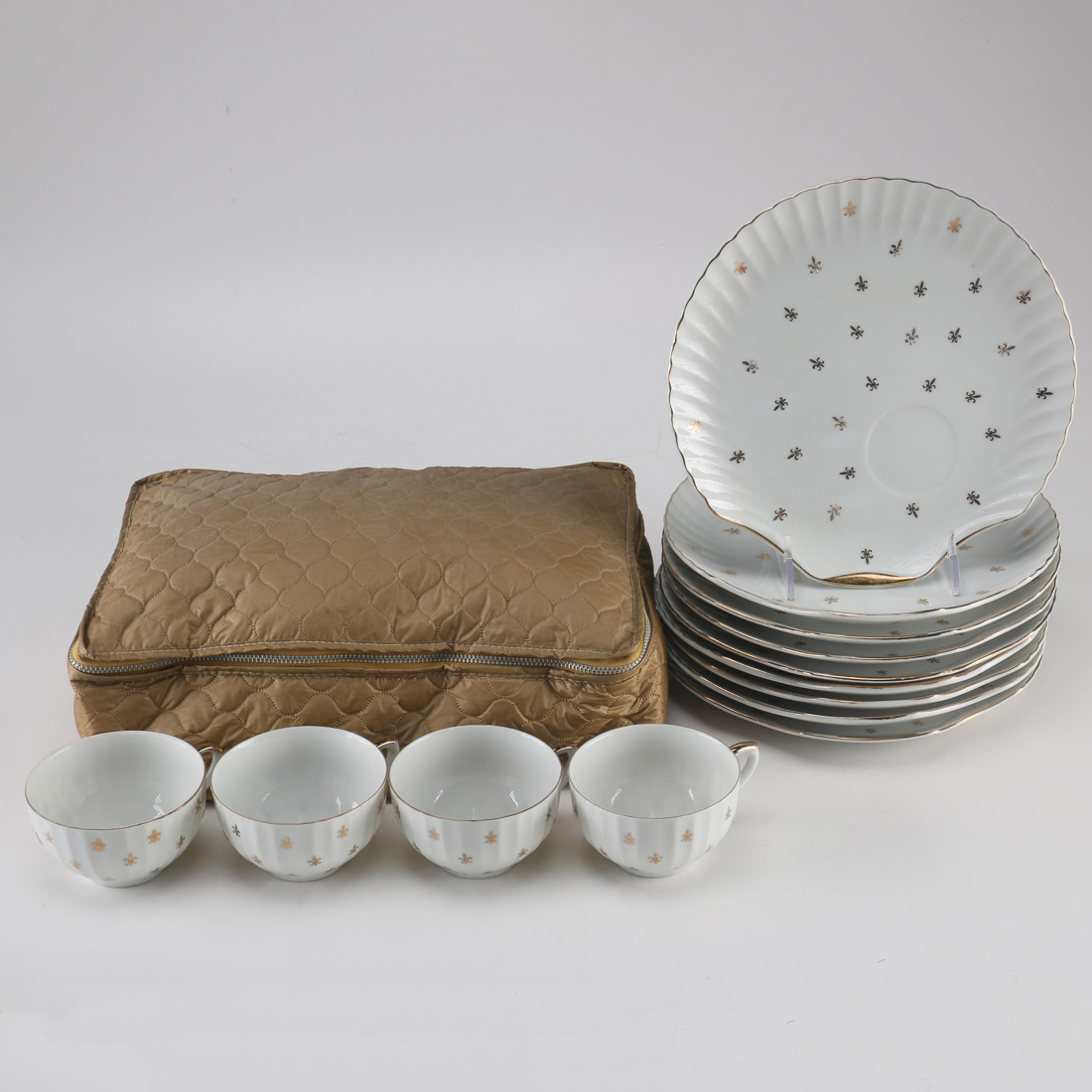 Lefton China Fleur De Lis Snack Plate and Cup Set