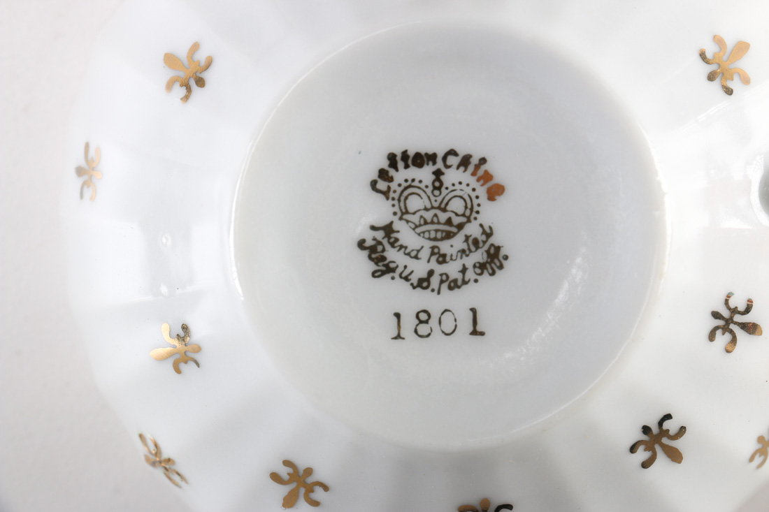 Lefton China Fleur De Lis Snack Plate and Cup Set