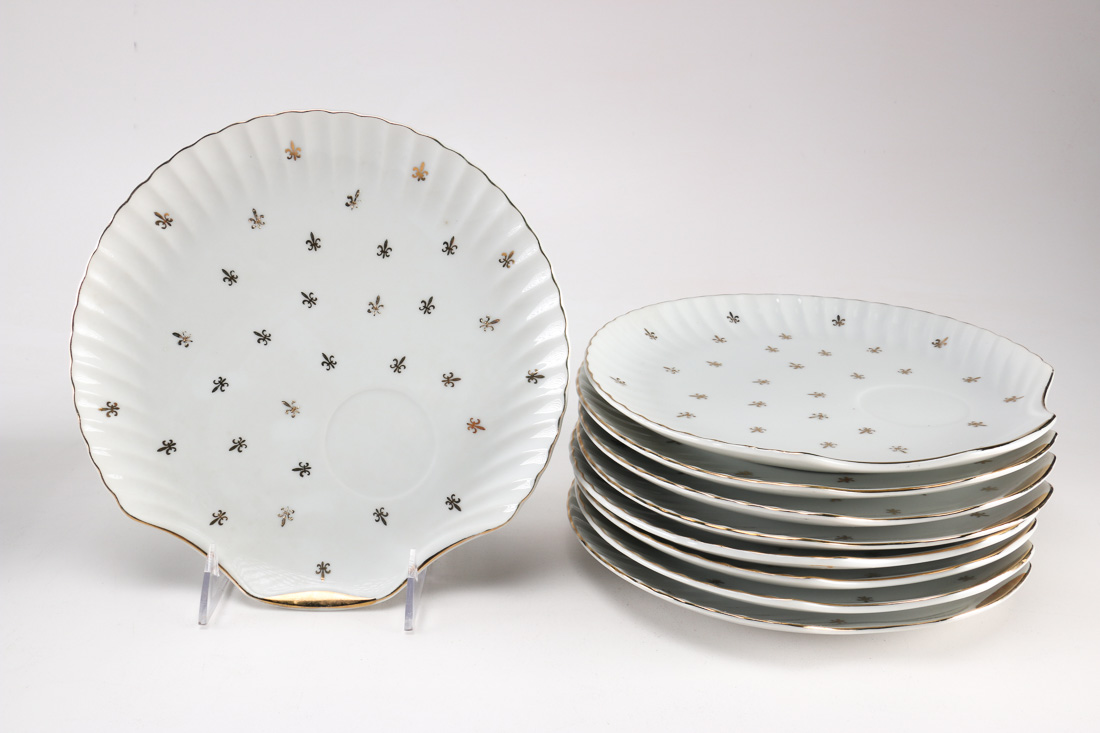 Lefton China Fleur De Lis Snack Plate and Cup Set