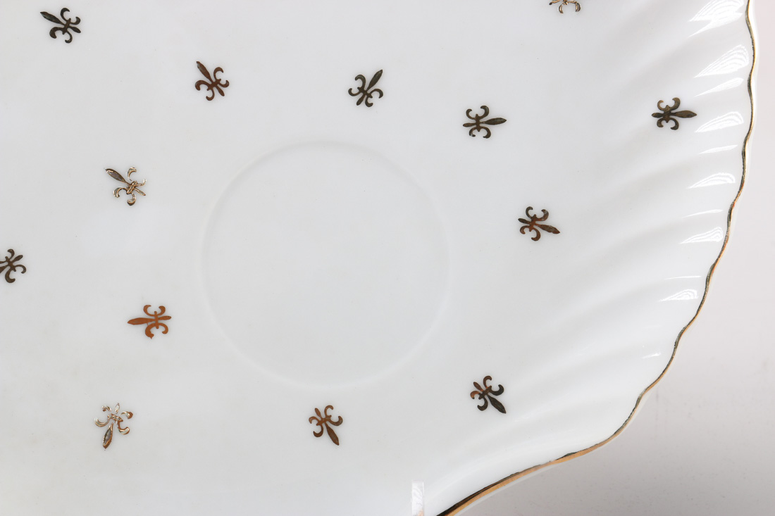 Lefton China Fleur De Lis Snack Plate and Cup Set