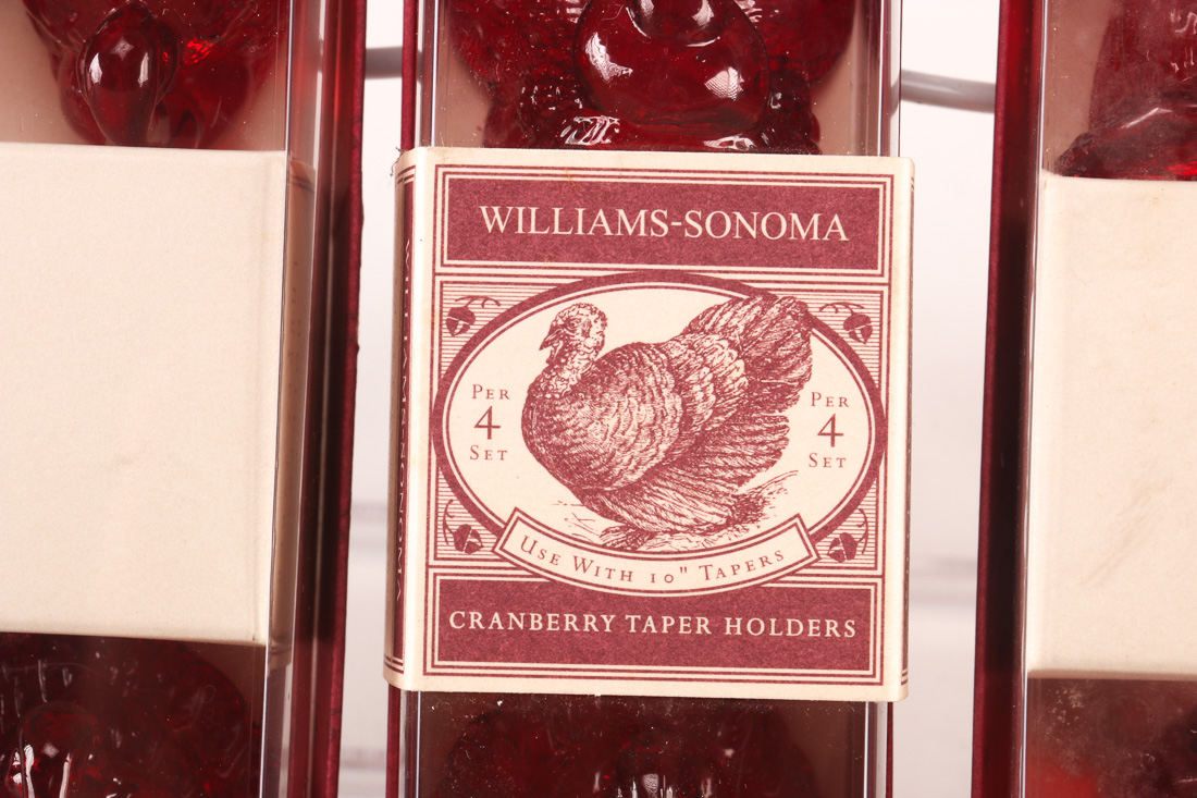 Red Glass Candle Holders in Box