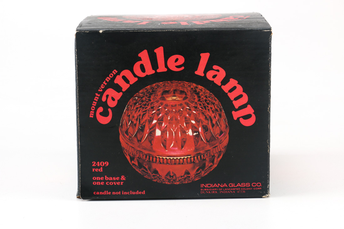 Red Glass Candle Holders in Box