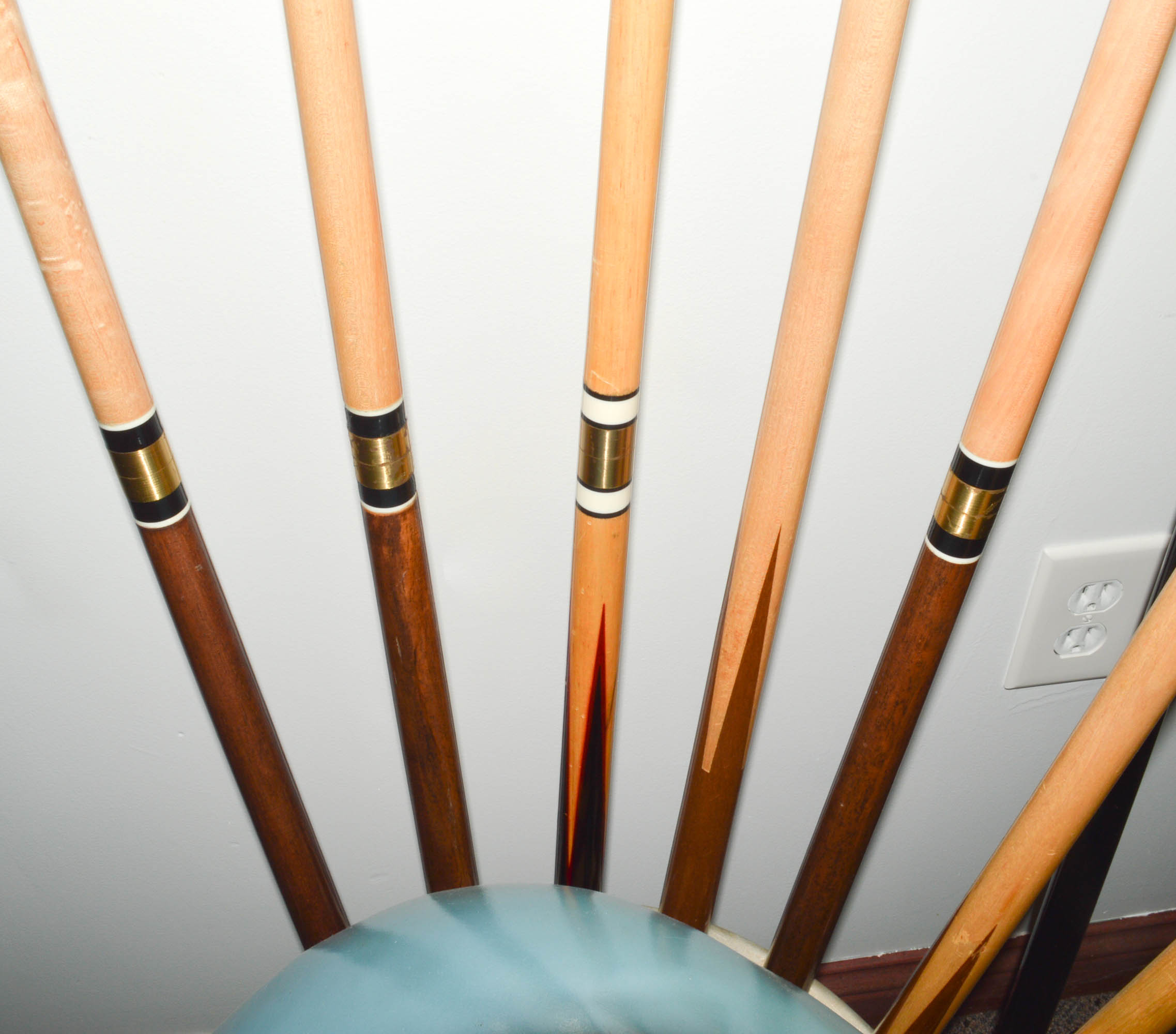 Retro Shark Billiard Stand with Cues, Balls, Racks, and More