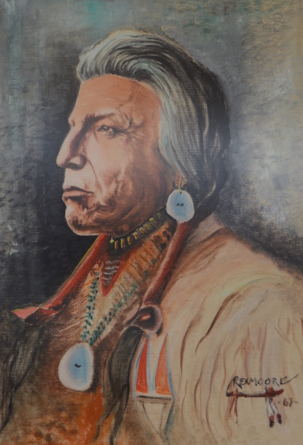 Original Native American Portrait, Pastel on Canvas