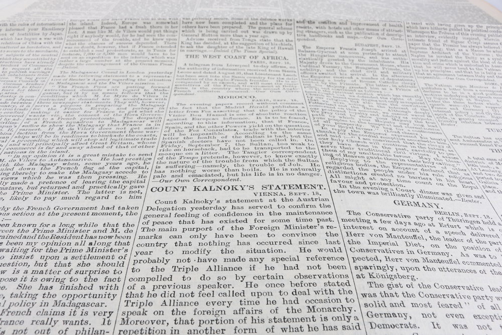 Antique Newspaper of "The Times"