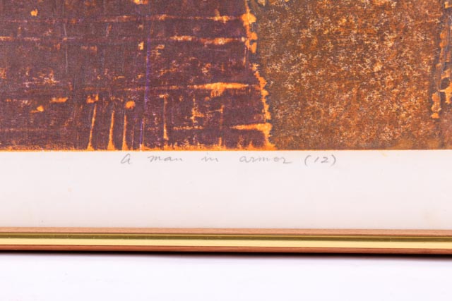 Hideo Hagiwara Signed Japanese Block Print "A Man In Armor"