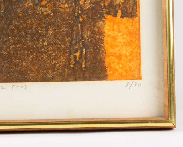 Hideo Hagiwara Signed Japanese Block Print "A Man In Armor"