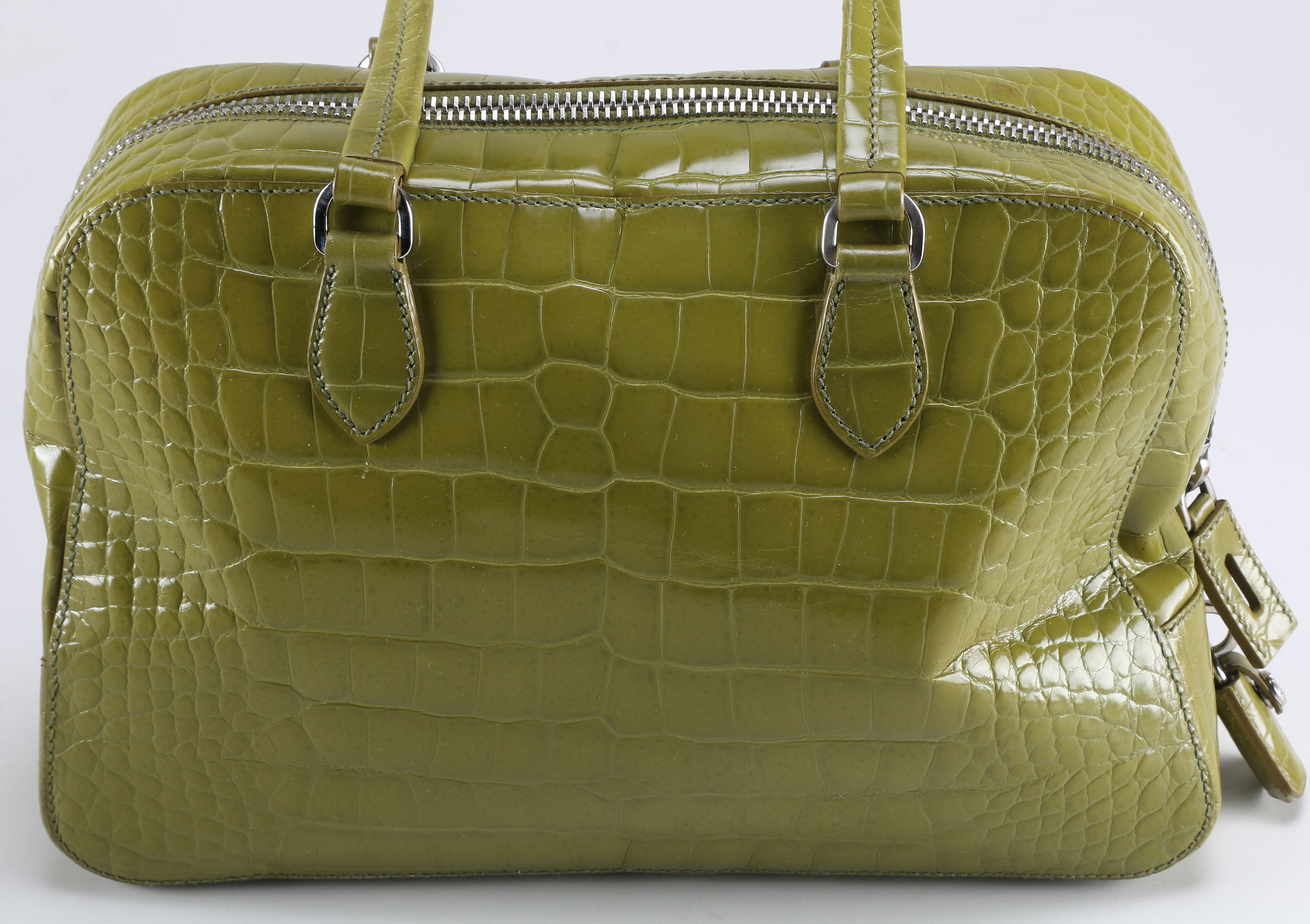Prada St. Cocco Lucido Crocodile Embossed Satchel