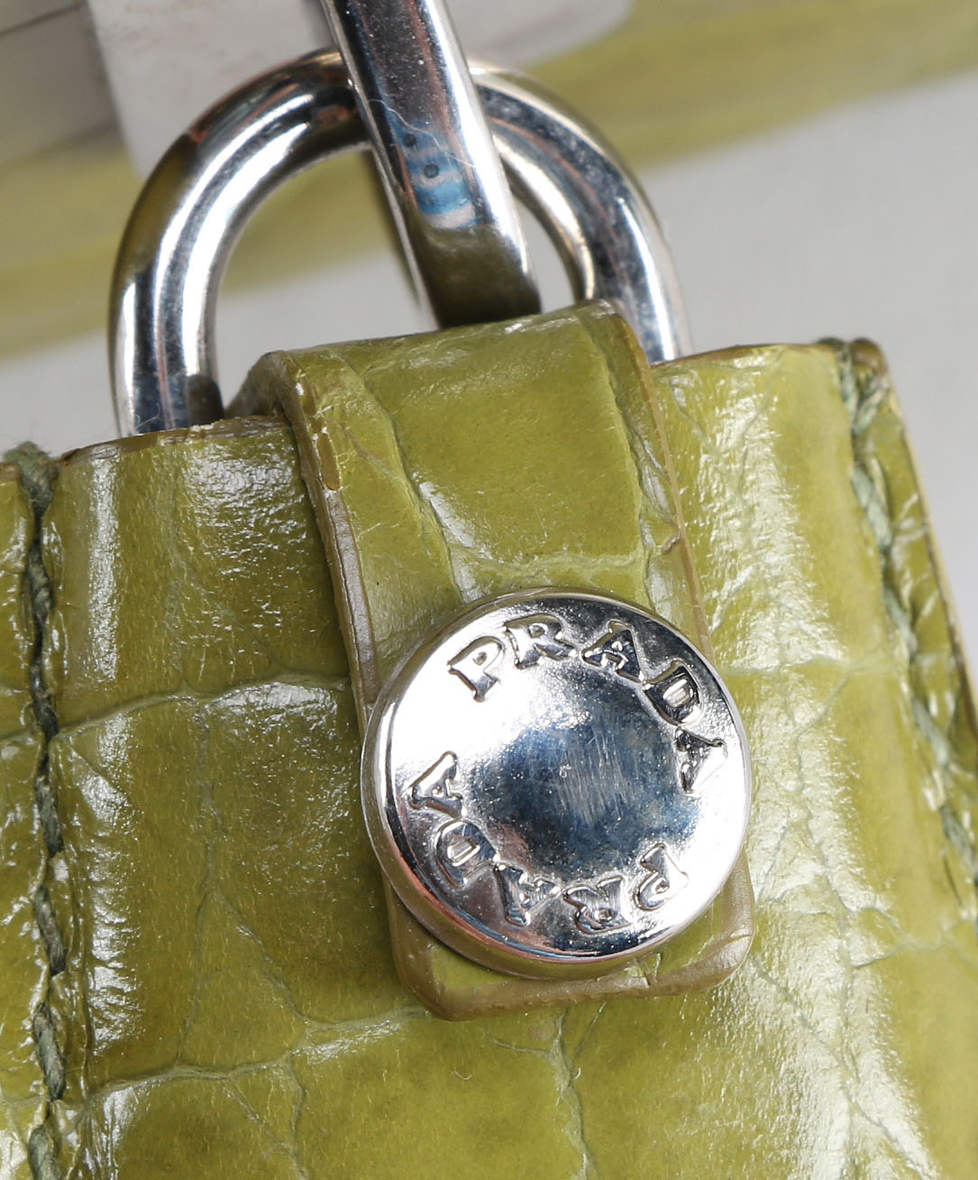 Prada St. Cocco Lucido Crocodile Embossed Satchel