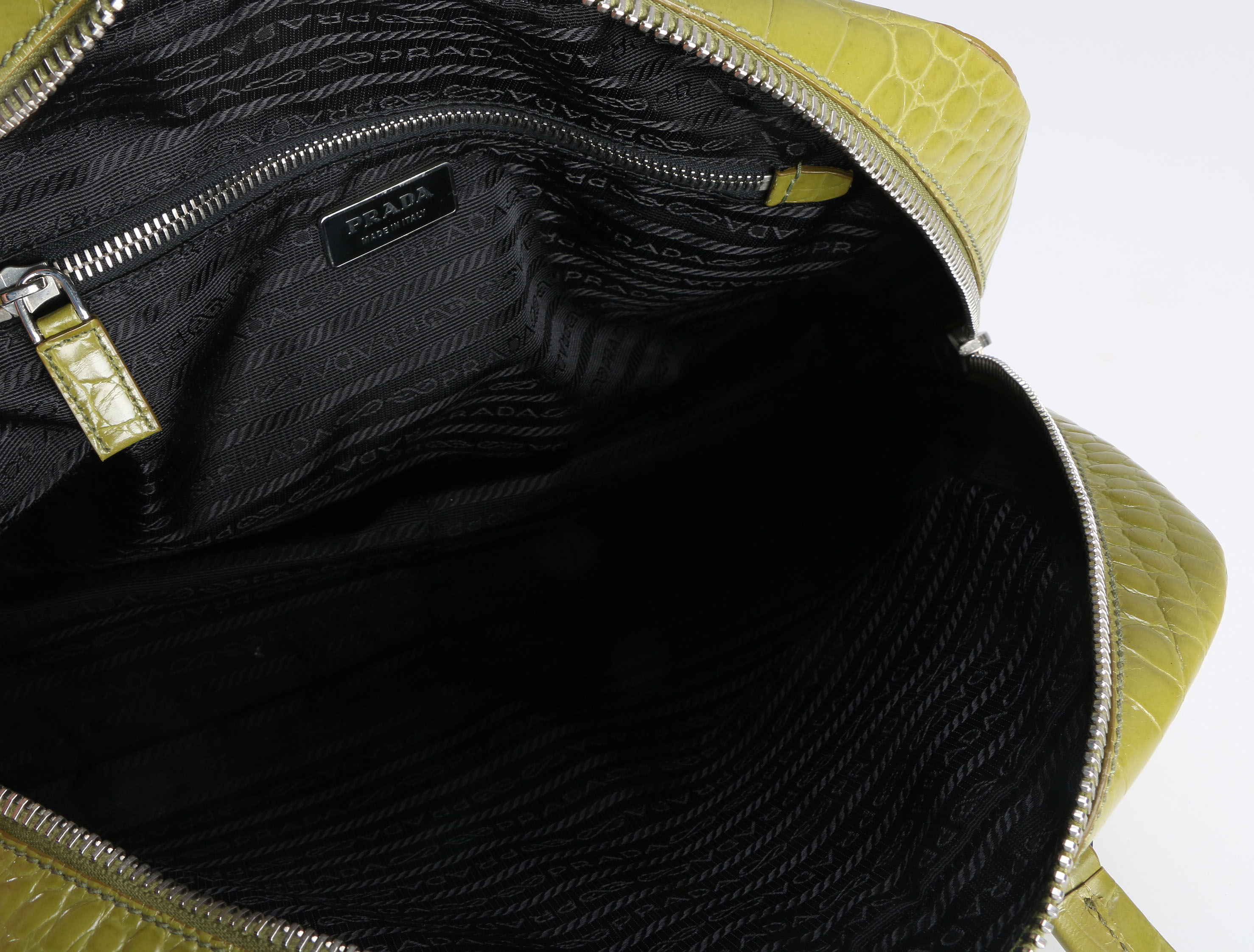 Prada St. Cocco Lucido Crocodile Embossed Satchel