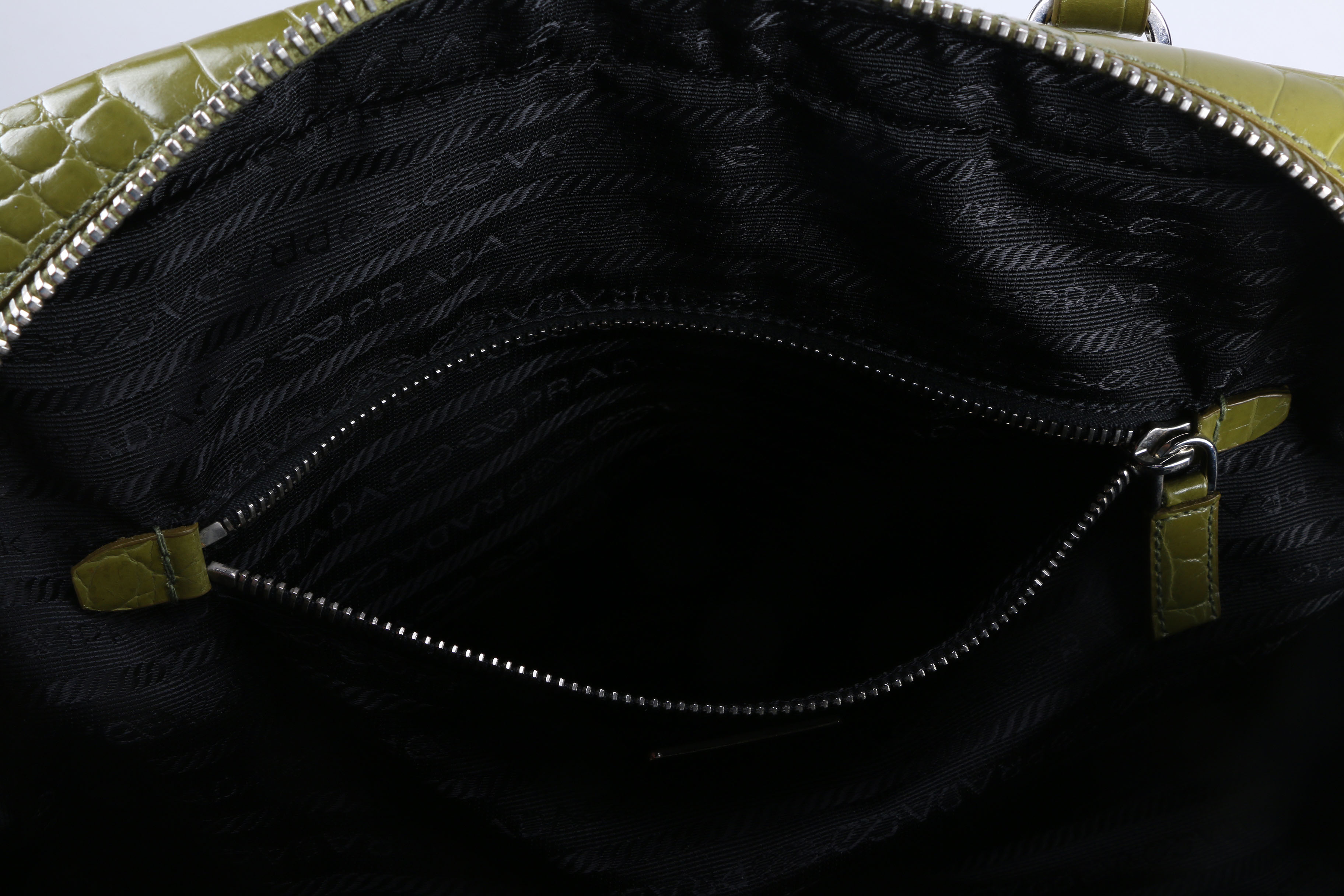 Prada St. Cocco Lucido Crocodile Embossed Satchel