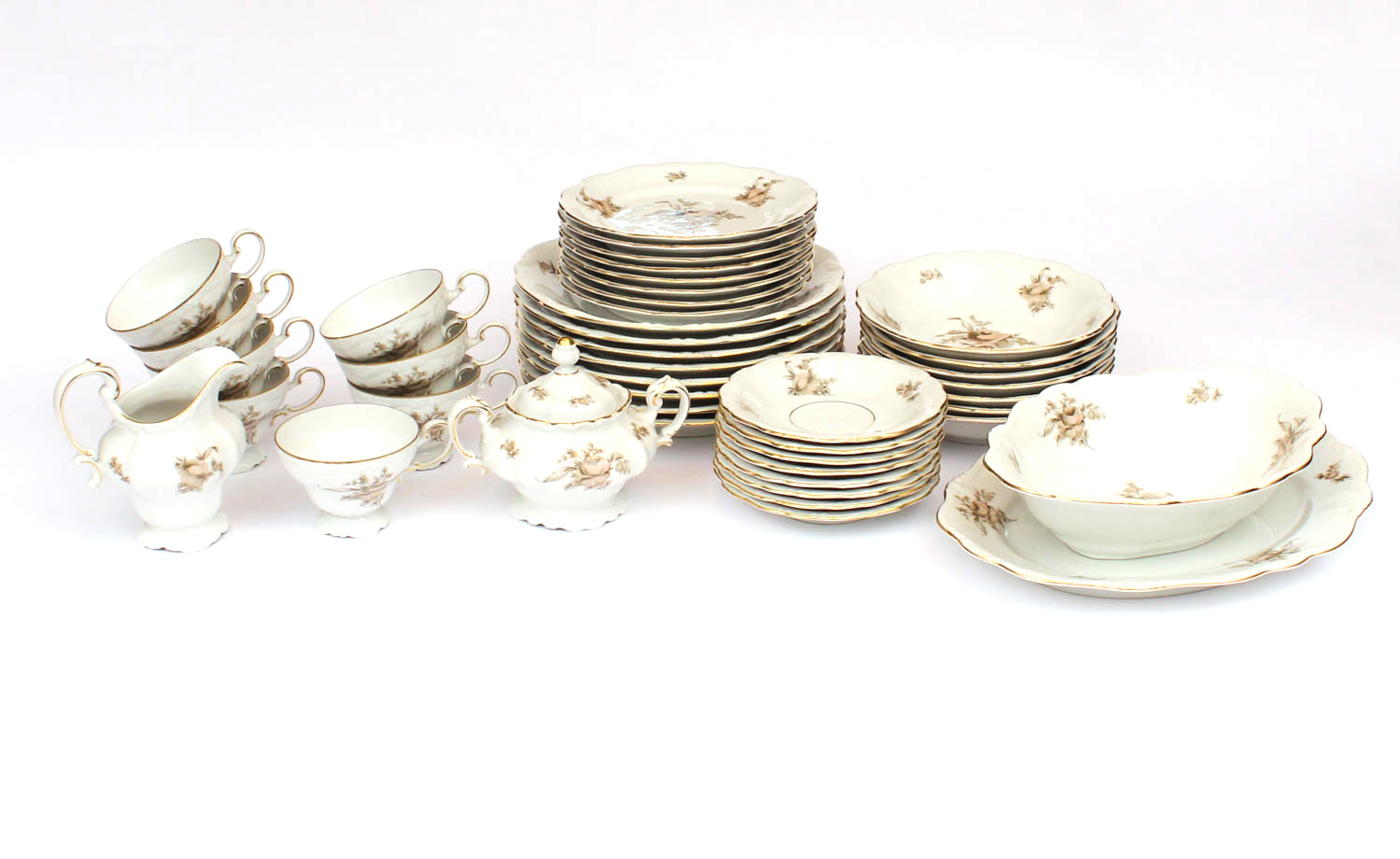 Johann Haviland "Sepia Rose" China Set for Eight