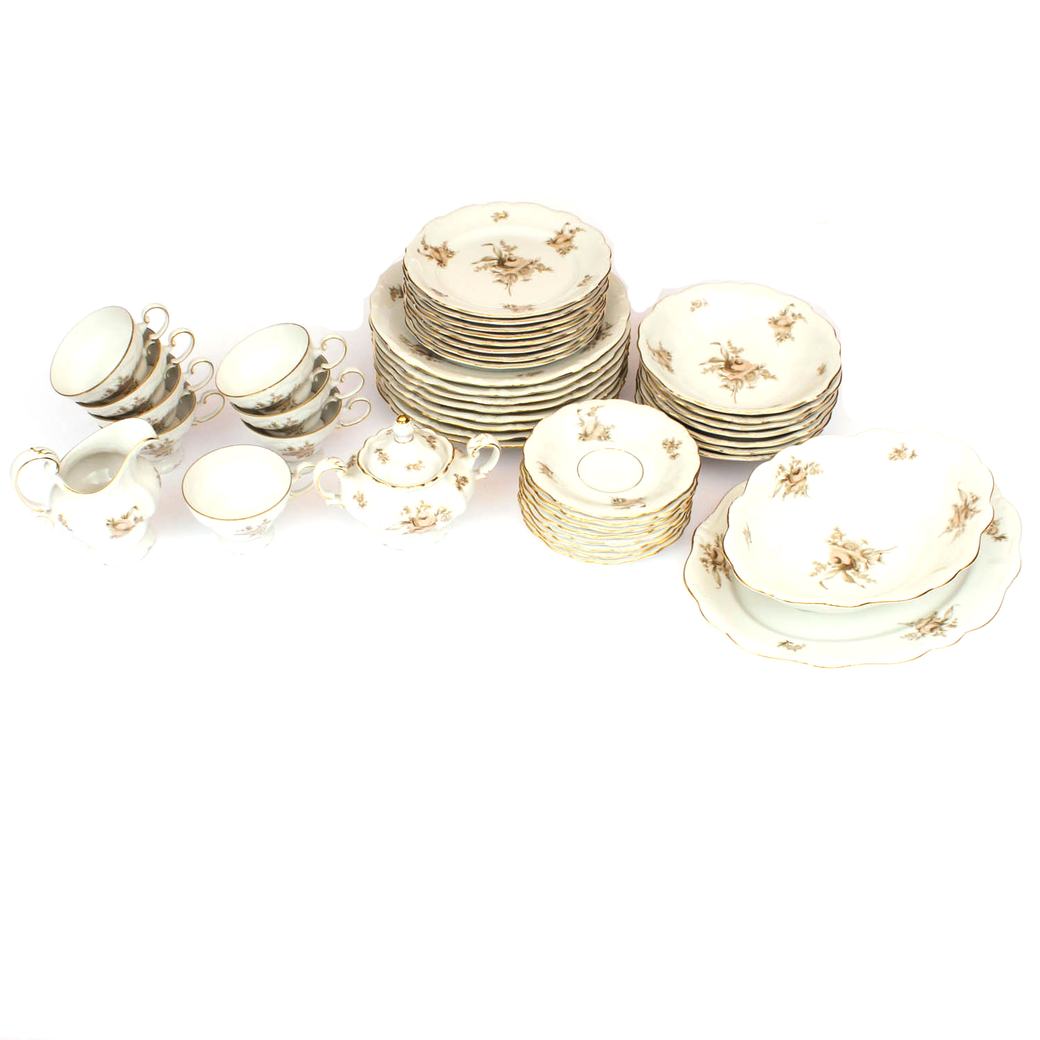 Johann Haviland "Sepia Rose" China Set for Eight