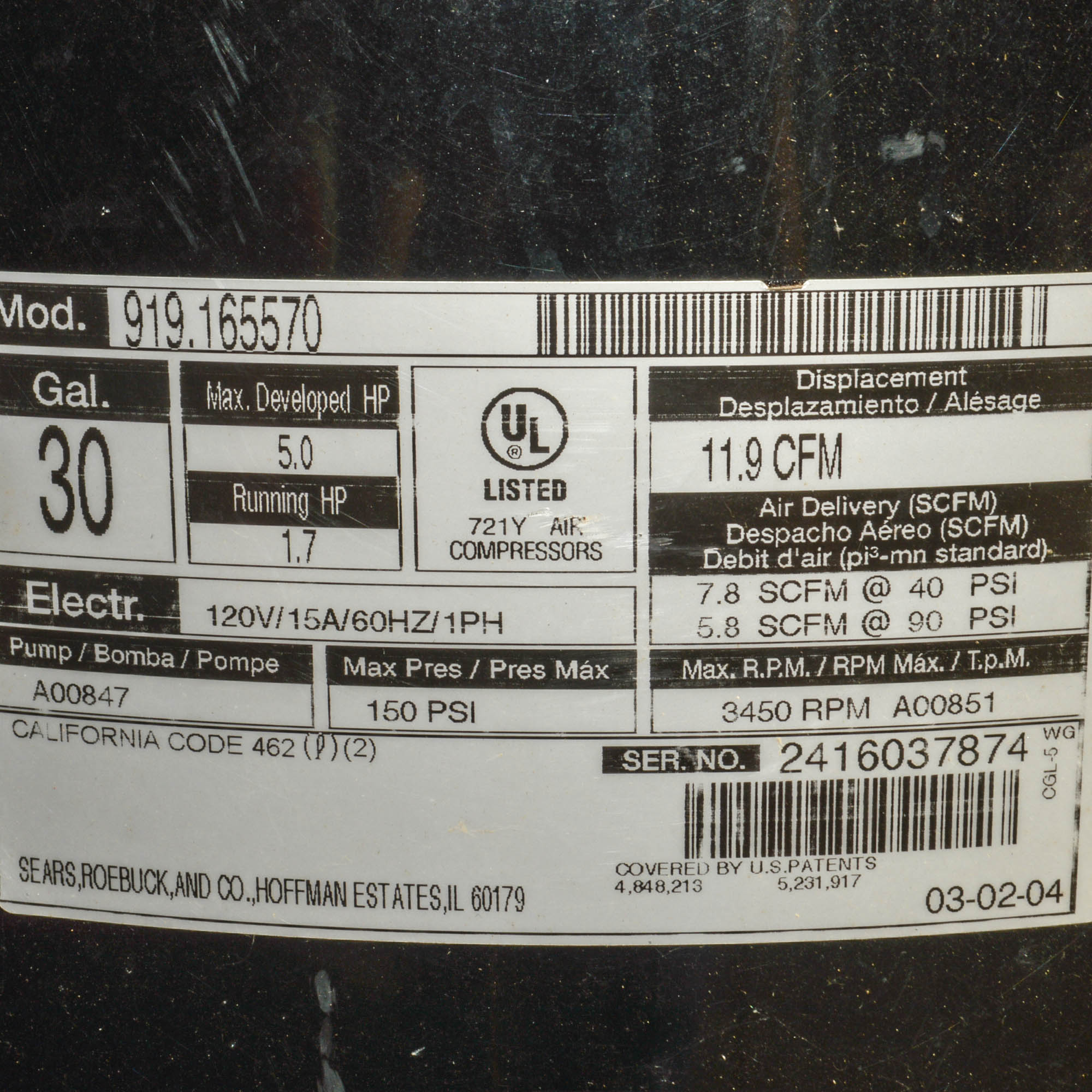 Craftsman 30-Gallon Air Compressor