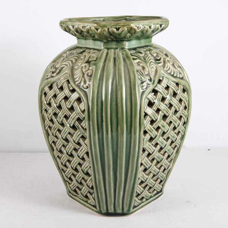 Vintage Ceramic Basket Vase