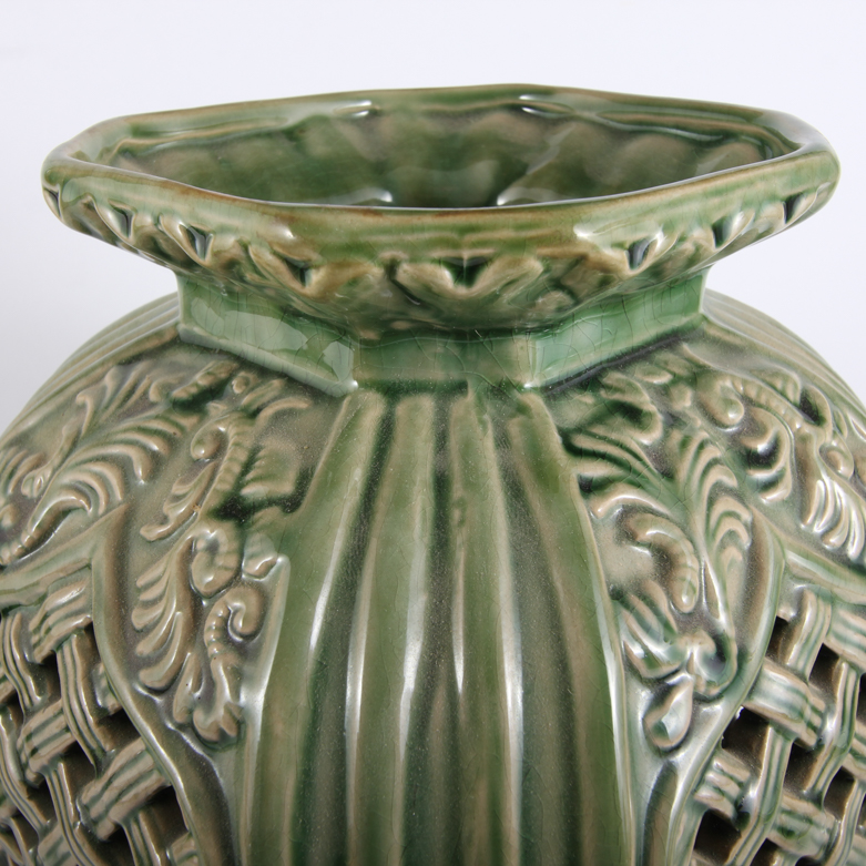 Vintage Ceramic Basket Vase