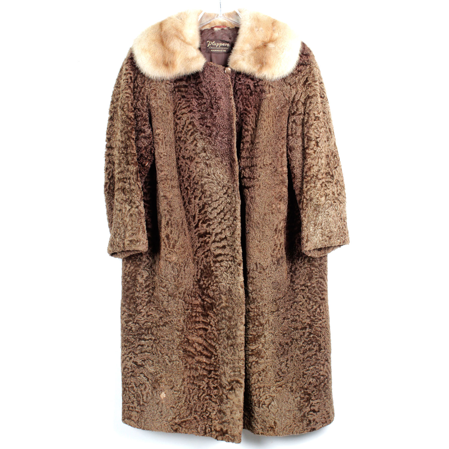 Vintage German Lamb Coat with Mink Collar