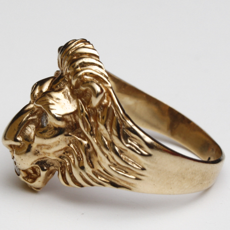 10K Gold Lion Head Ring